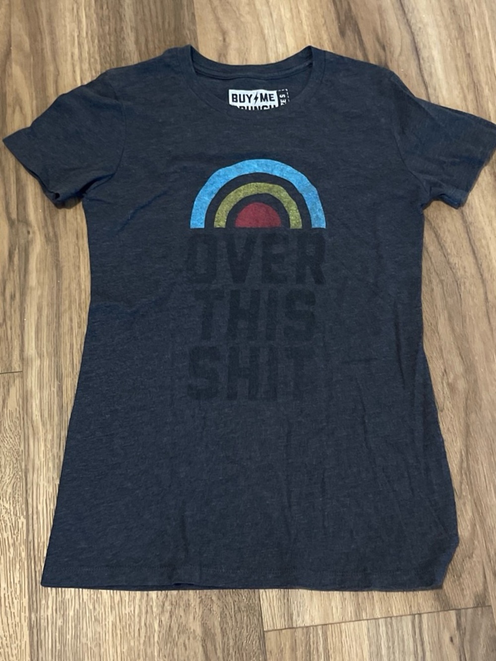 Women’s Grey Graphic Tee - 'Over This' Rainbow